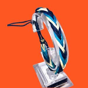 Turquoise, Navy & White Friendship 4 7/8" Bracelet!
